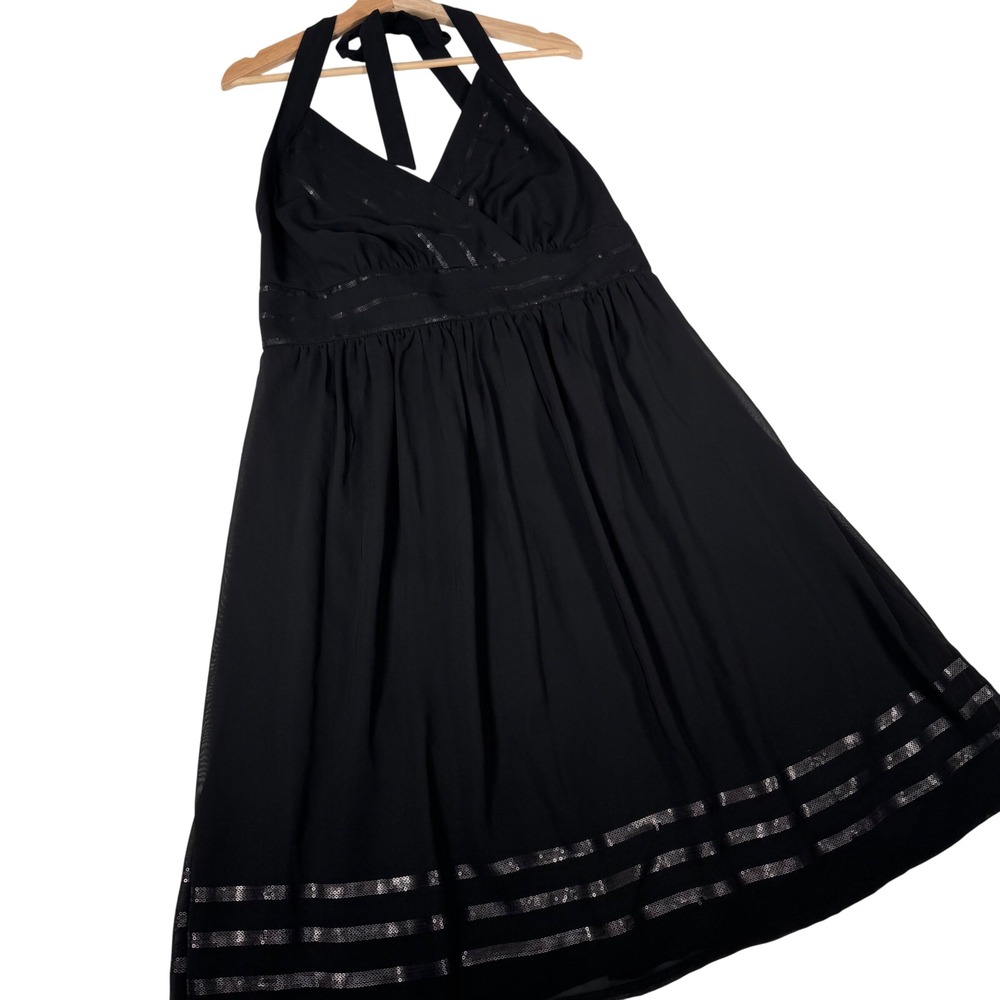 Lane Bryant Halter Dress Womens 18 Black Sequin Trim Cocktail Party‎ JM 11070313
